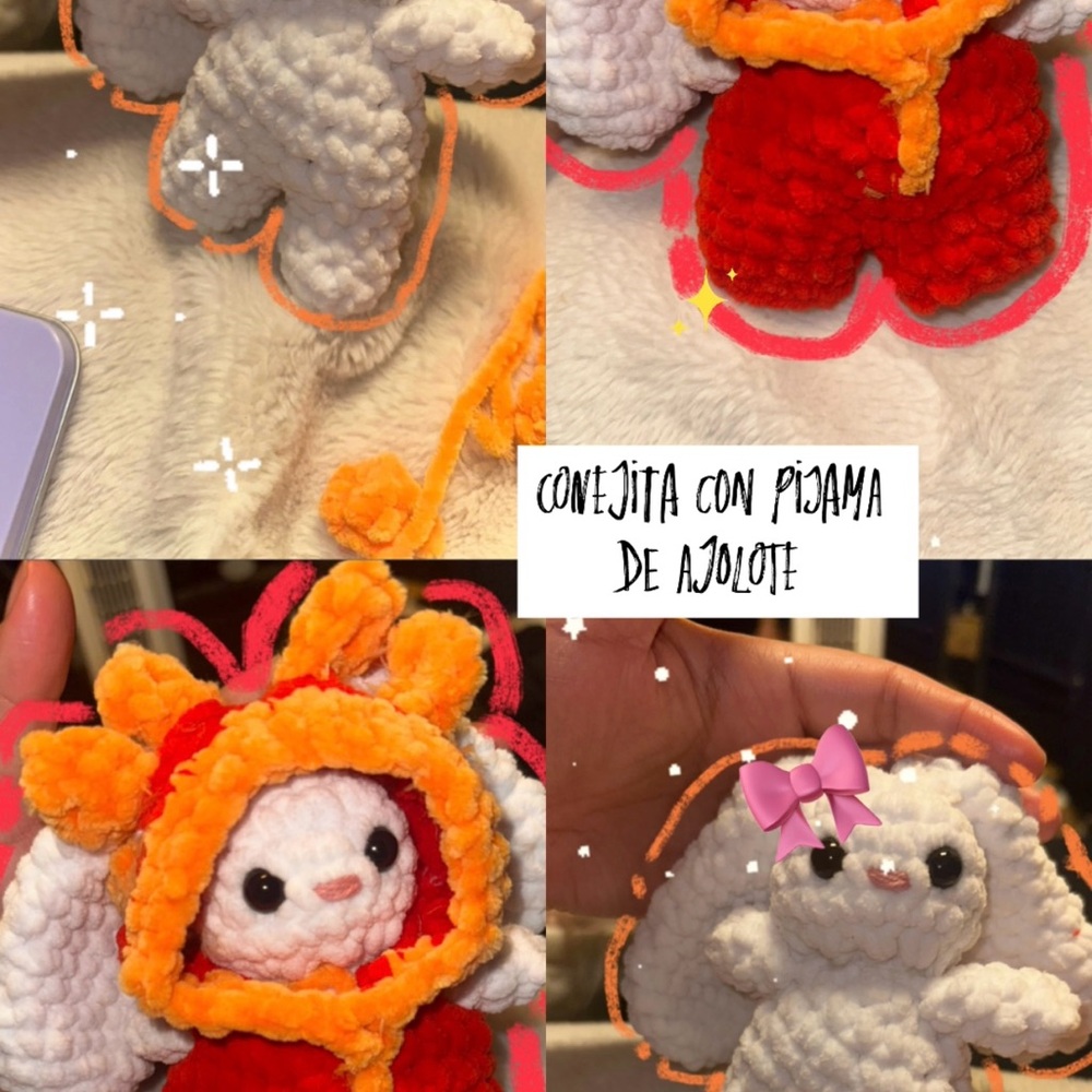 Adorable White and Orange Bunny Sculpture